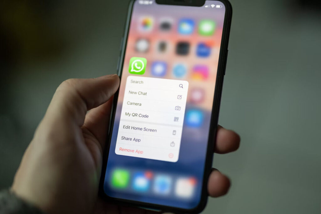 WhatsApp icon on a mobile phone
