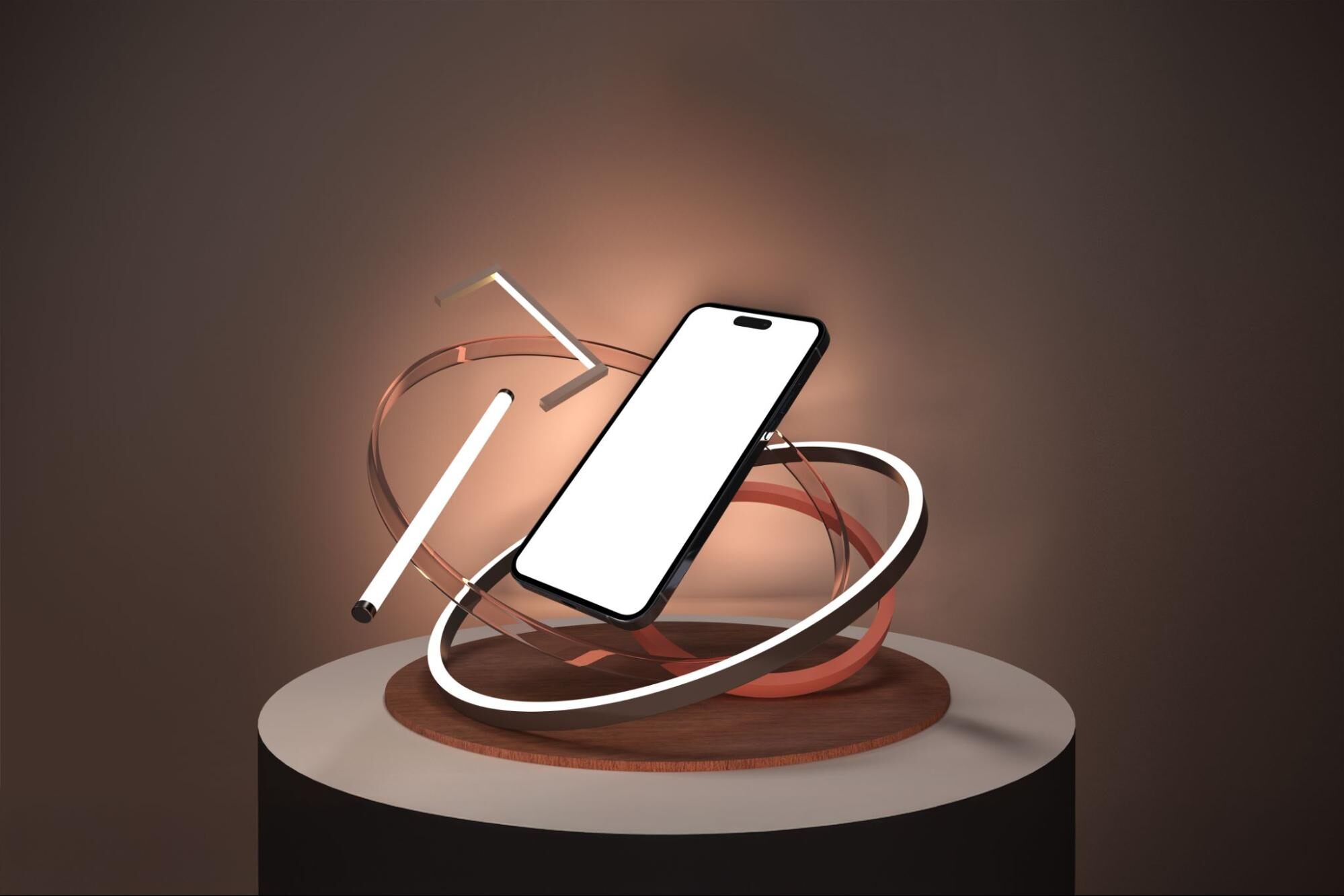 smartphone design with floating elements