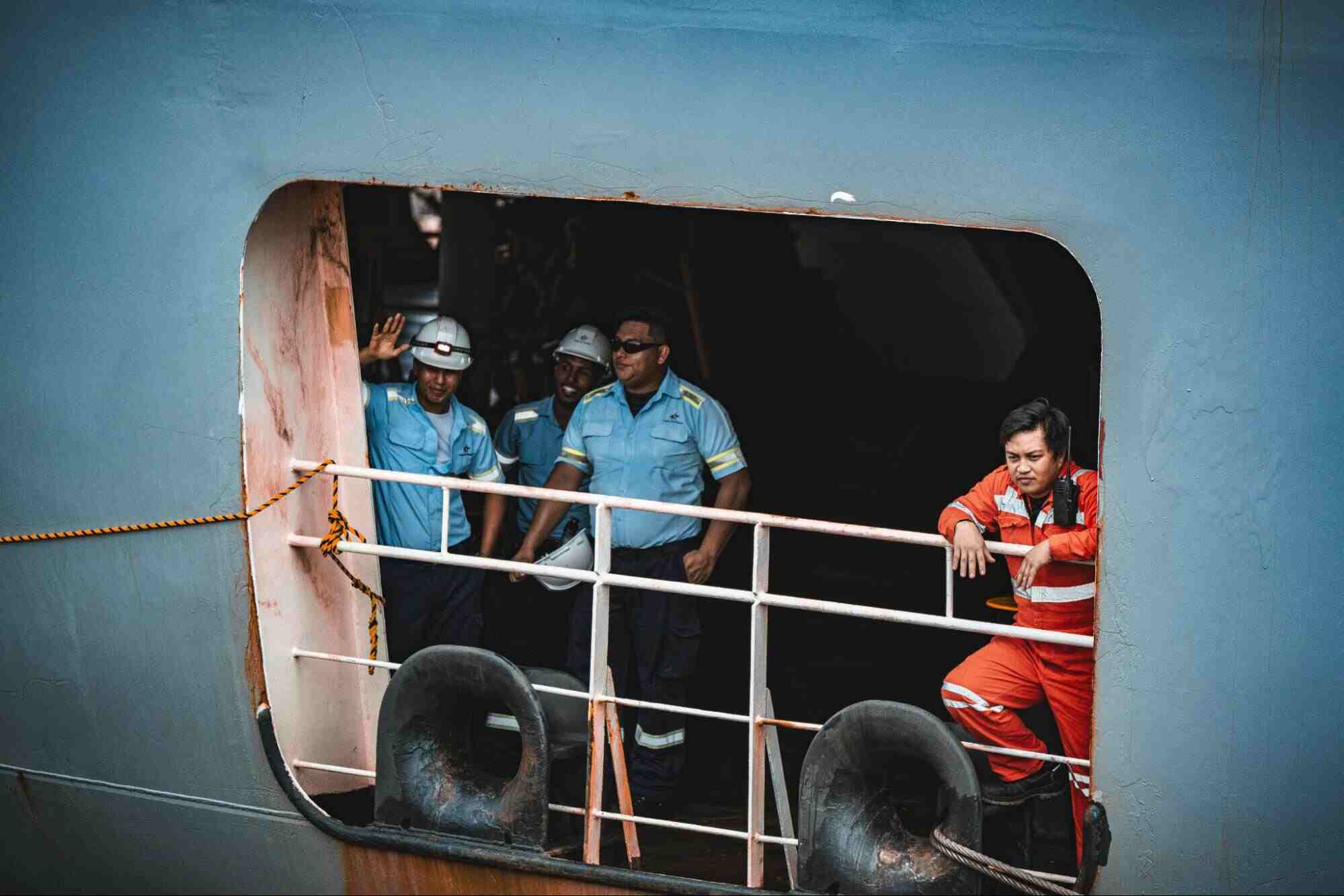 crew members aboard a ship
