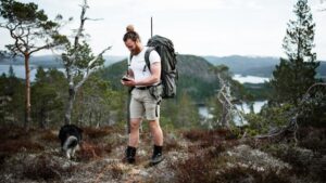 man carrying a backpack