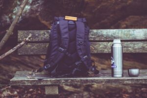 backpack on a bench